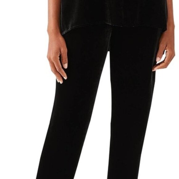 Eileen Fisher Black Stretch Velvet Knit Pull-On Ankle Pant - Picture 1 of 3